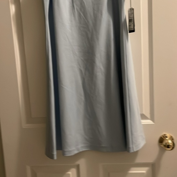 ADRIANNA PAPELL Womens Light Blue Twist Short Sleeve Off A-Line Dress 14 - Picture 6 of 10